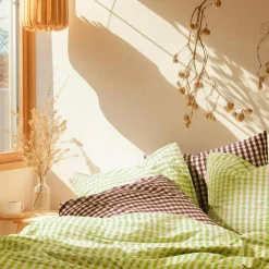 Bæk & Bølge Pillowcase 60x63 cm, Green/Pale Pink