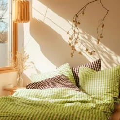 Bæk & Bølge Pillowcase 60x63 cm, Green/Pale Pink