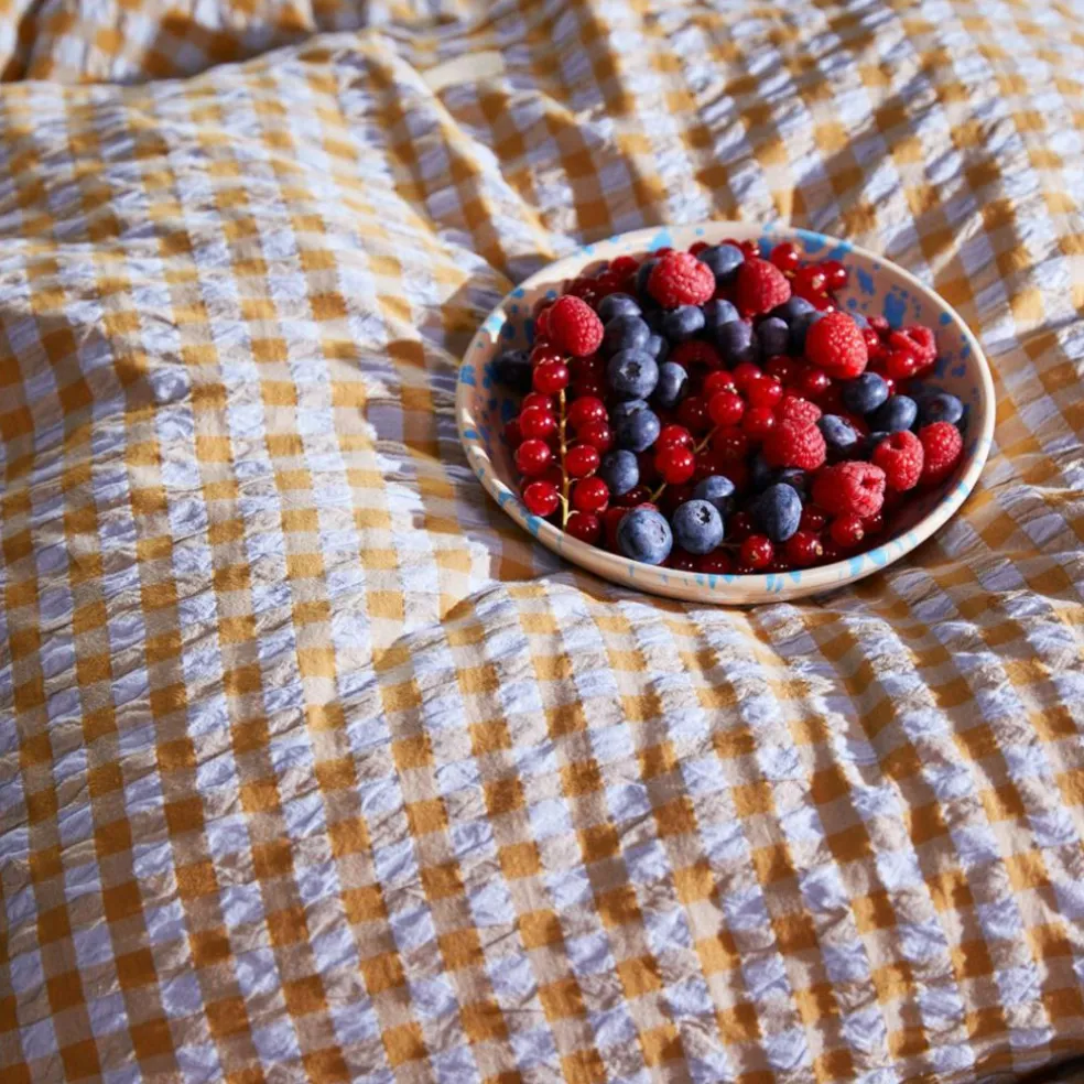 Bæk&Bølge Bed Set 220x220 + 50x60 cm, Sand / Light Blue