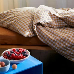 Bæk&Bølge Bed Set 220x220 + 50x60 cm, Sand / Light Blue