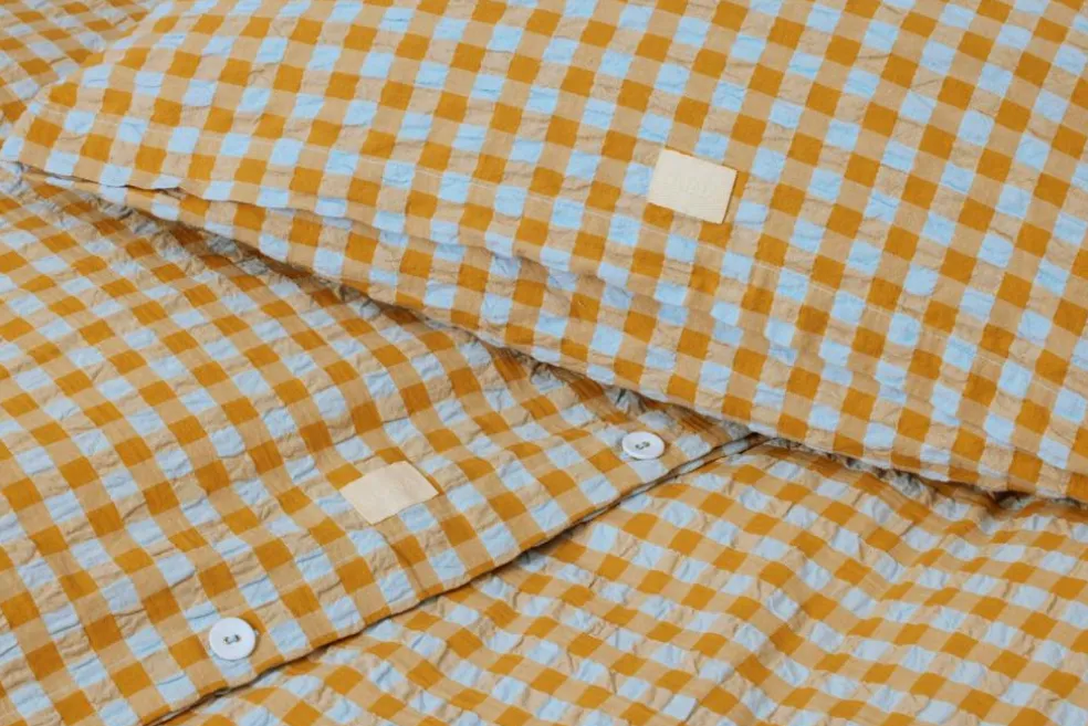 Bæk&Bølge Bed Set 220x220 + 50x60 cm, Sand / Light Blue