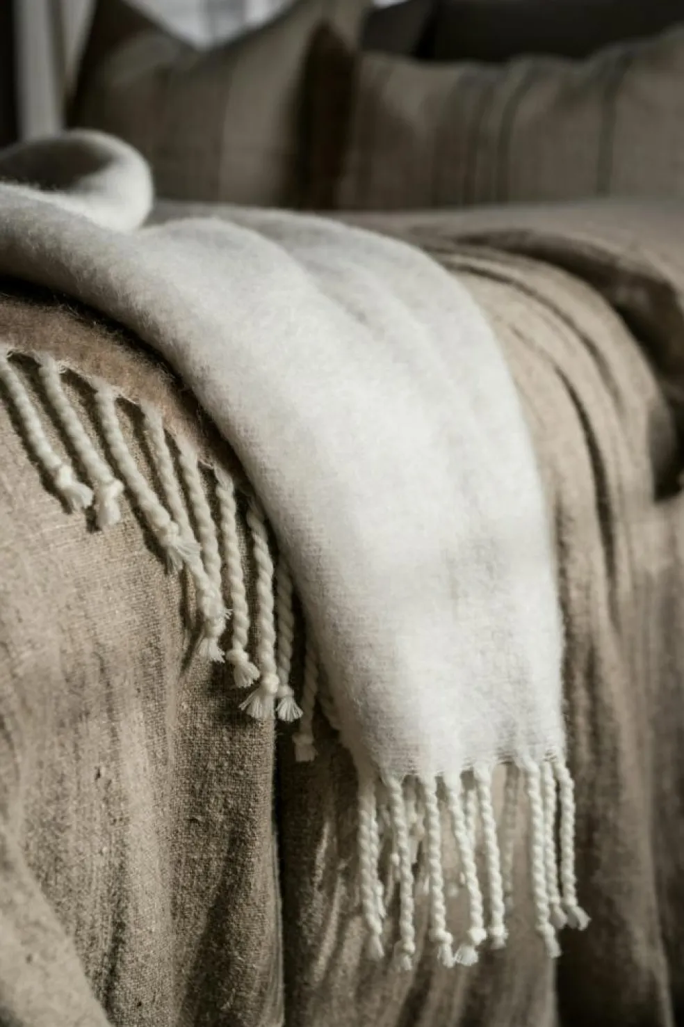 Blanket 130X170 cm, Beige/White