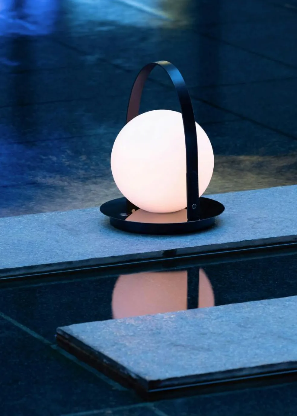 Bola Lantern Portable, Chrome / Tan / Opal