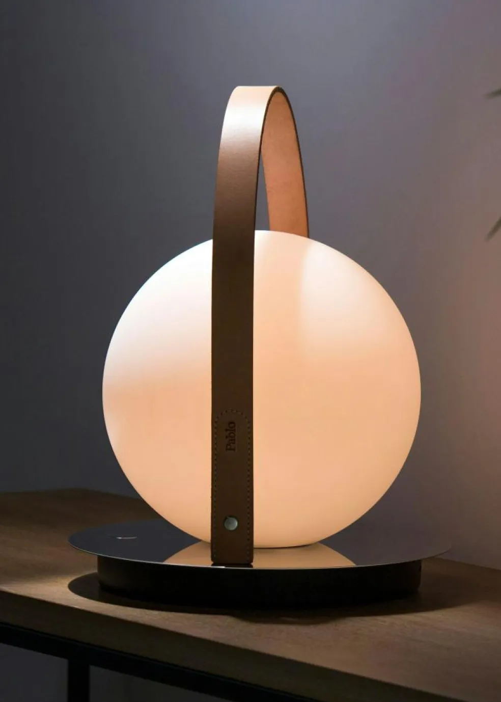 Bola Lantern Portable, Chrome / Tan / Opal