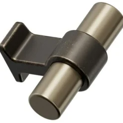 Bond T Knob, Brushed Brass / Antique Brown