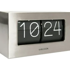Boxed Flip Wall/Table Clock, Brushed Steel
