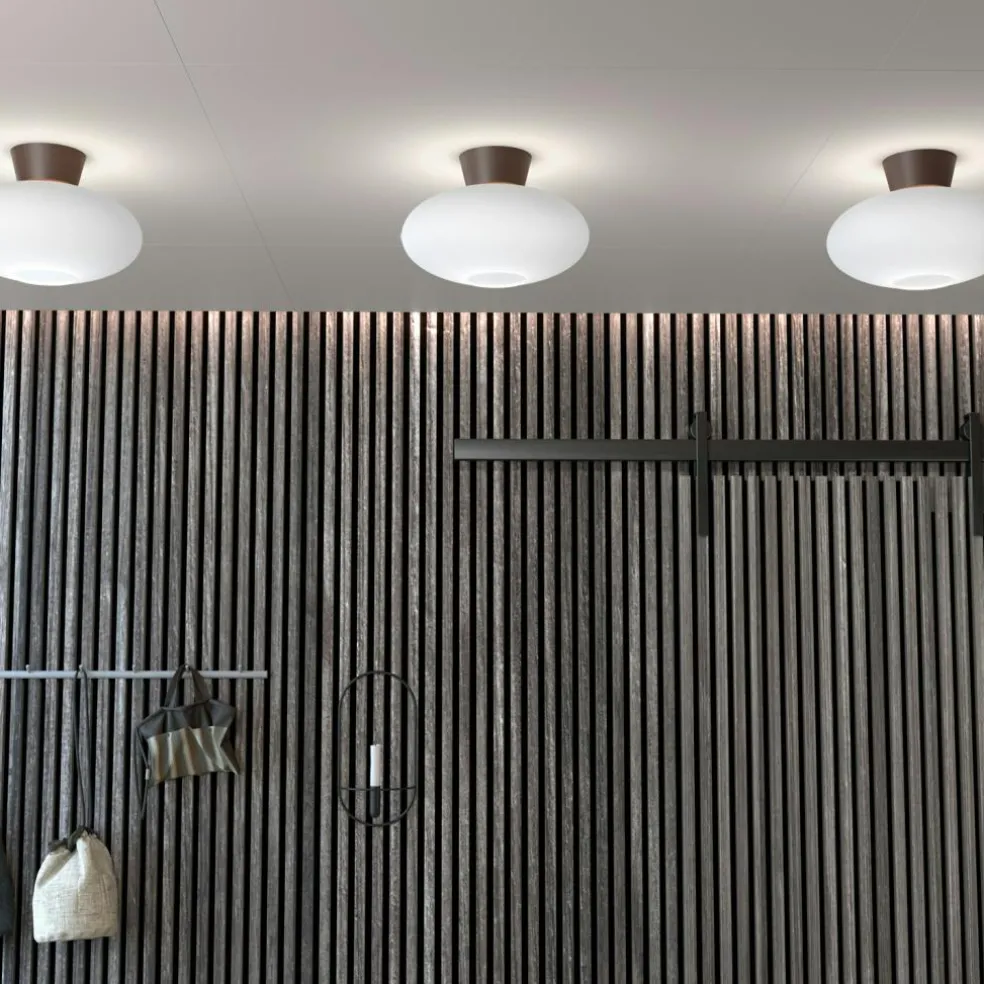 Bullo XL Flush Ceiling Light, Oxide / Opal