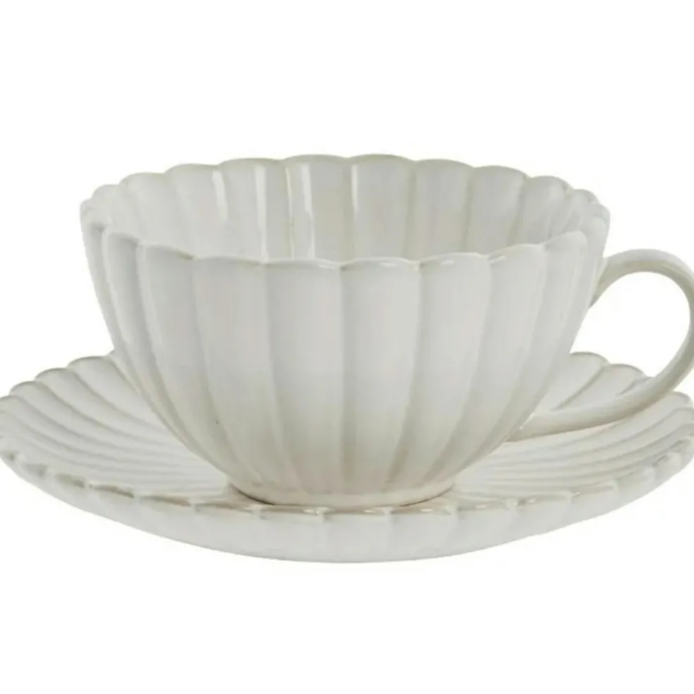Camille Cup With Saucer, Off-white