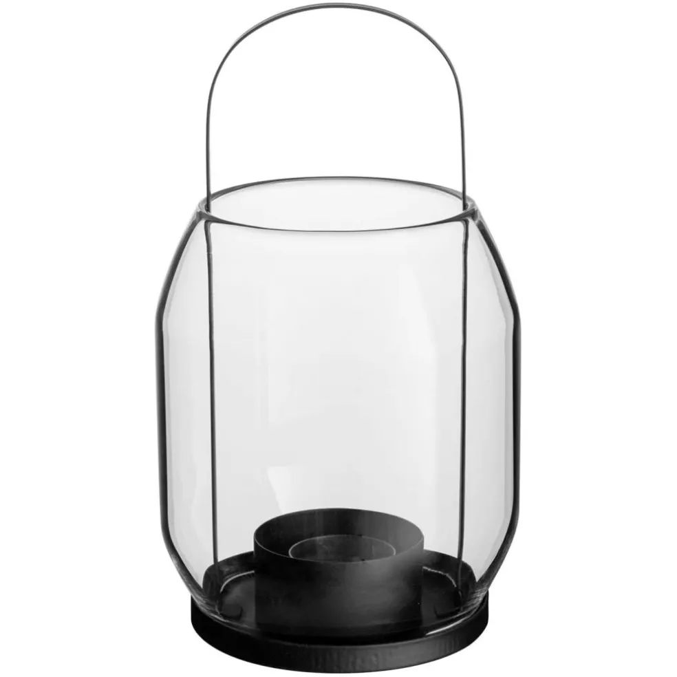 Candle Holder Glass, 22 cm Black
