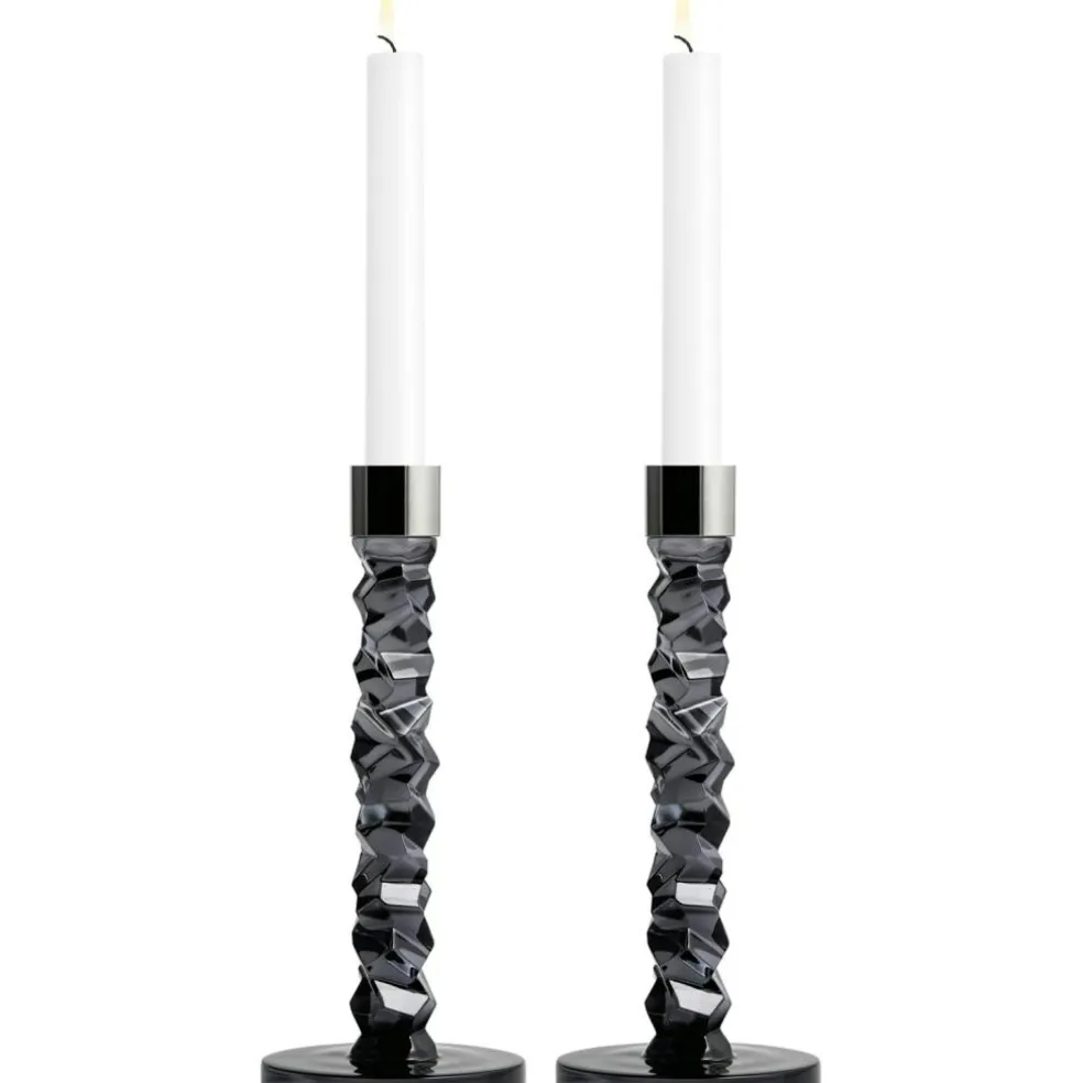 Carat Candle Holder H 24,2 cm, 2 pcs, Anthracite