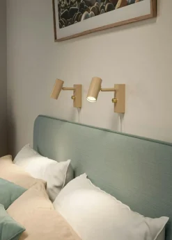 Cato Wall Lamp, Matte White / Brass