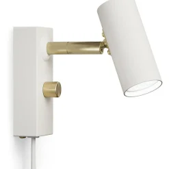 Cato Wall Lamp, Matte White / Brass