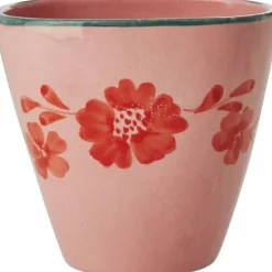 Ceramic Cup Oval 30 cl, Orange Flower Vine