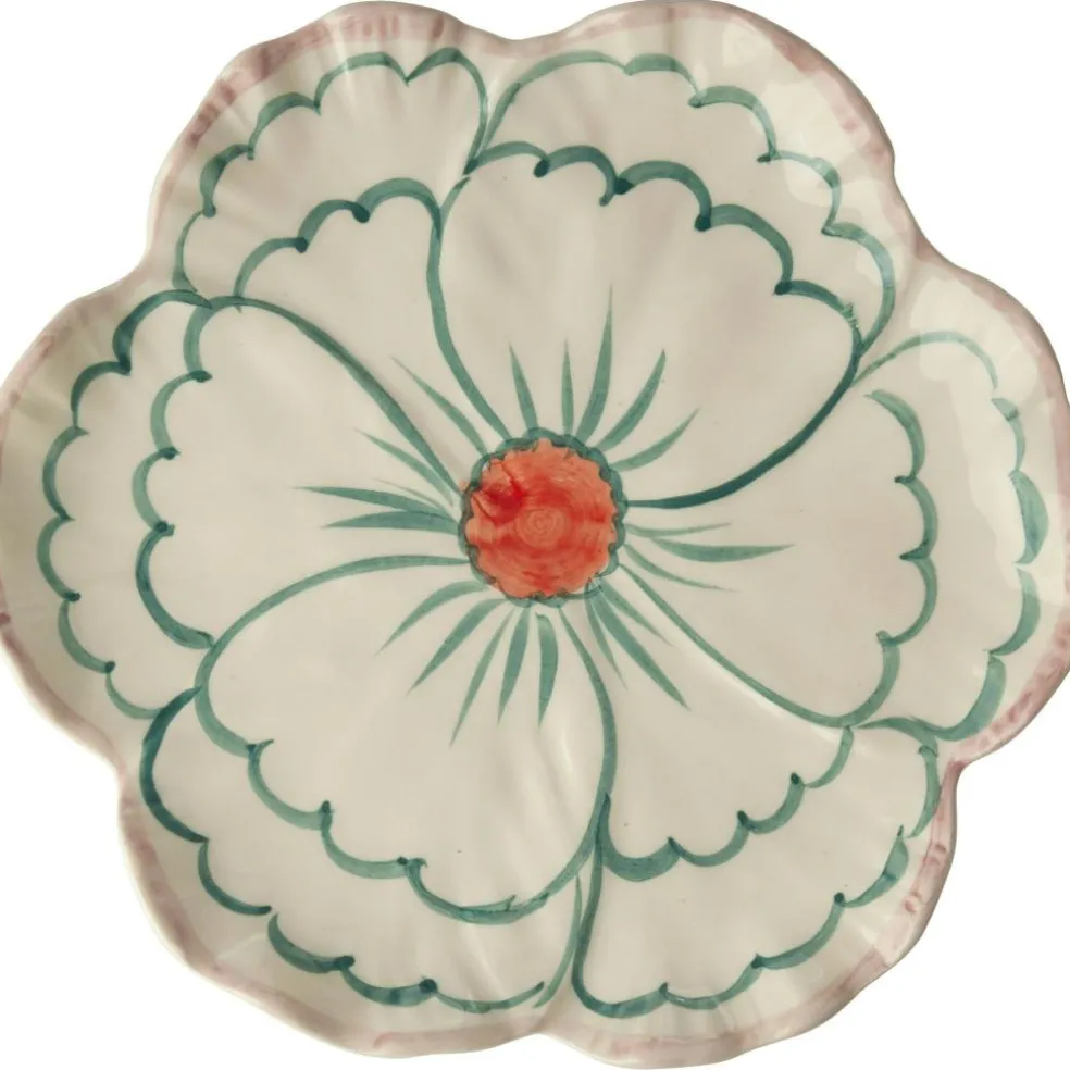 Ceramic Plate Flower Shaped 19,5 cm With Yellow Border