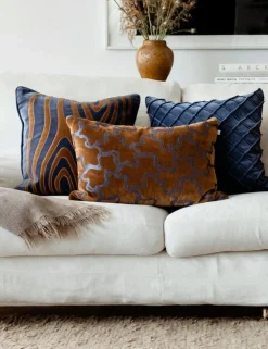 Chand Cushion Cover 40x60 cm, Cognac / Sea Blue