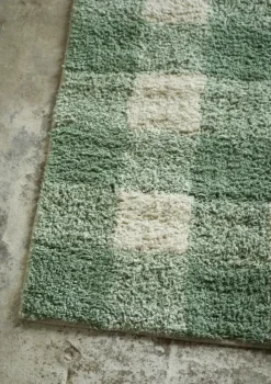 Checked Bathroom Rug 60x90 cm, Green