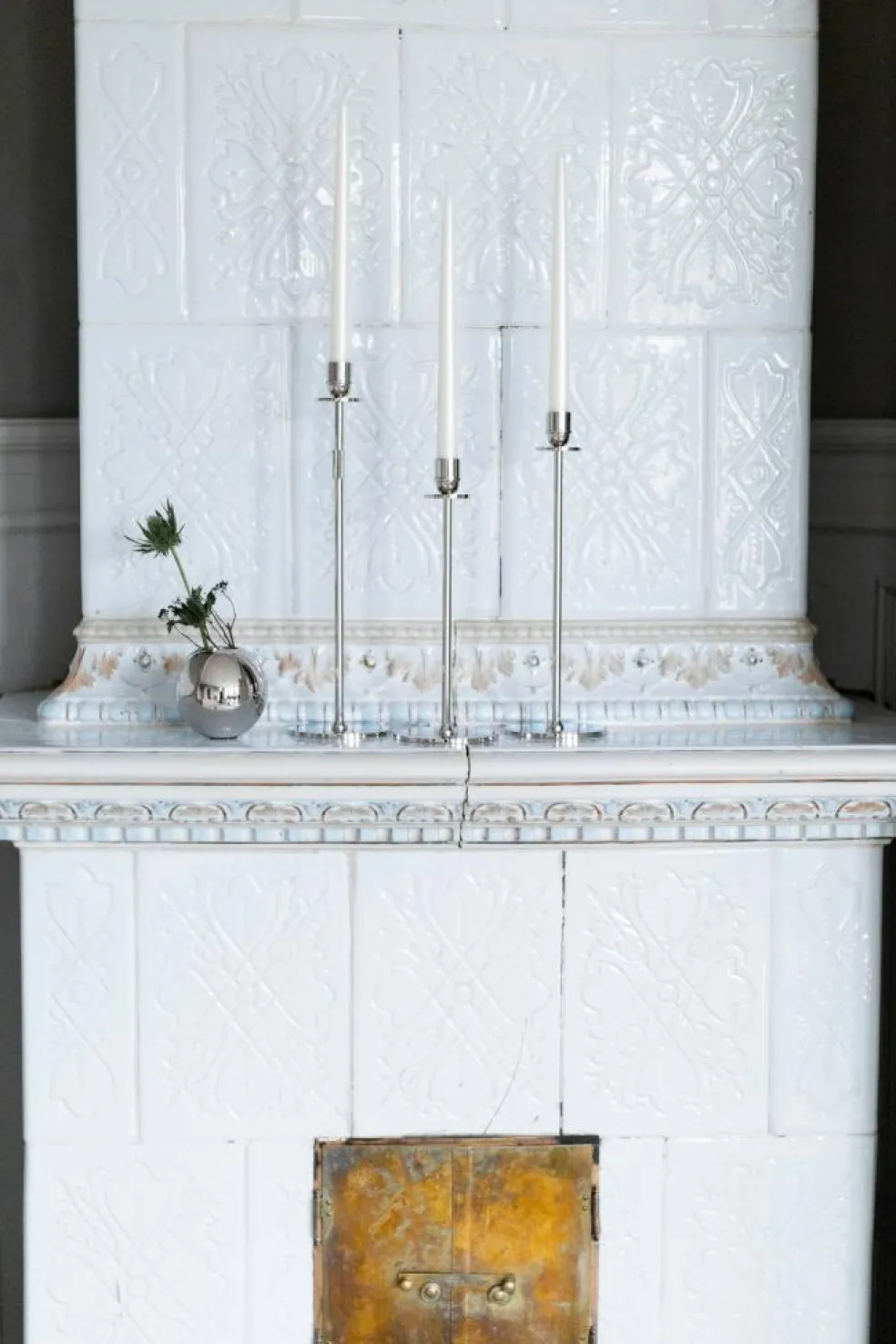 Chiaro Di Luna Candlestick Nickel-plated Brass, 40 cm