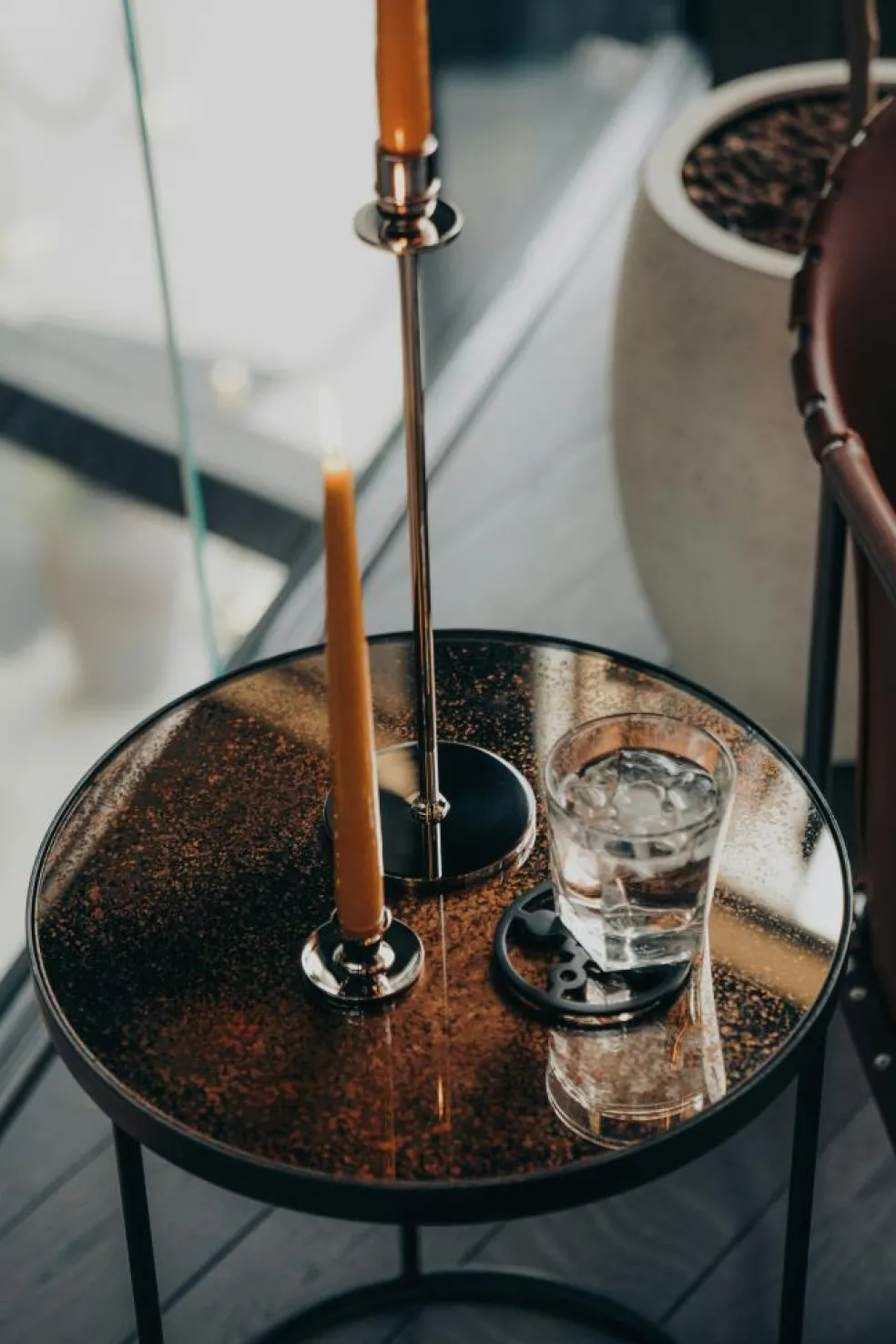 Chiaro Di Luna Candlestick Nickel-plated Brass, 40 cm