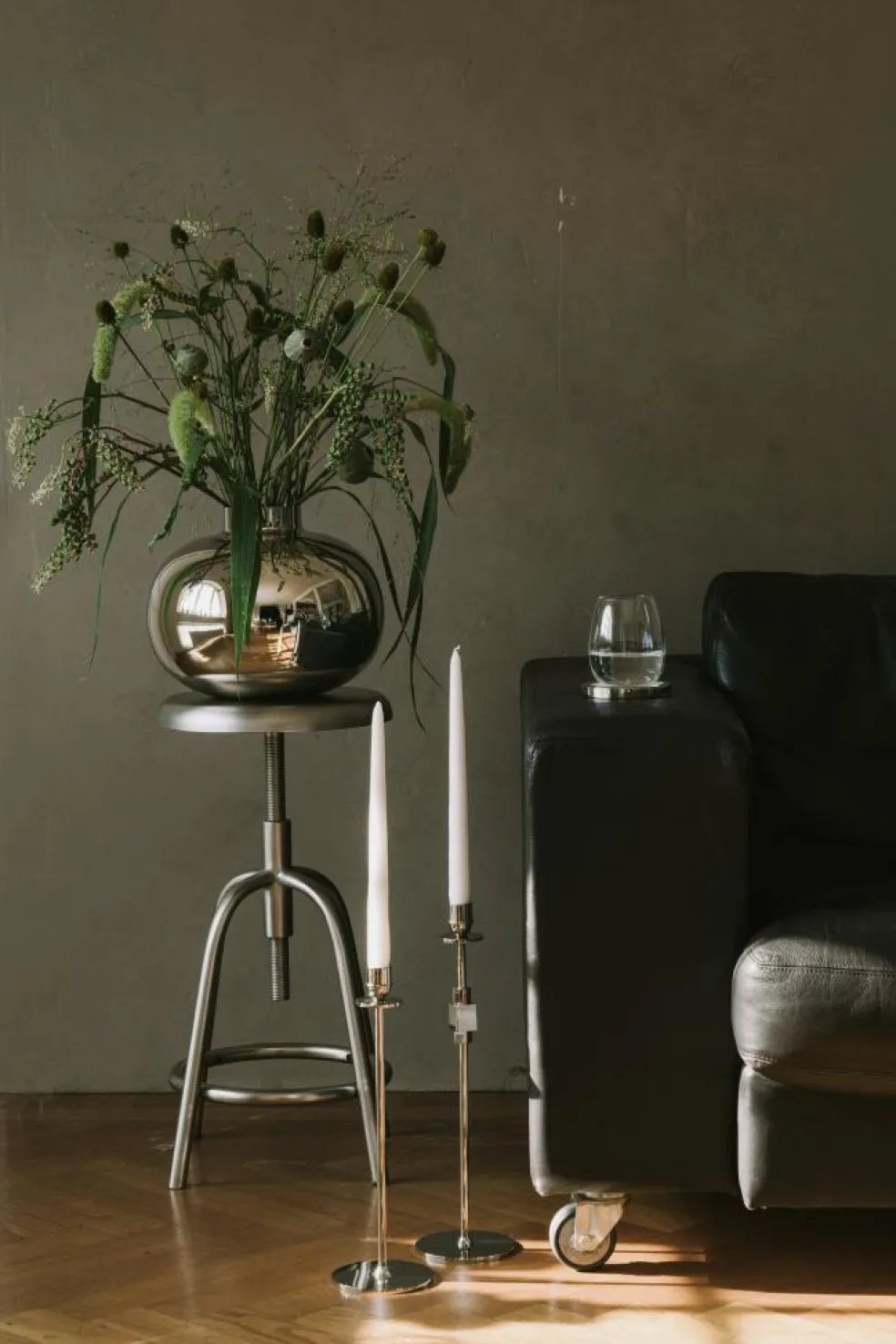 Chiaro Di Luna Candlestick Nickel-plated Brass, 40 cm