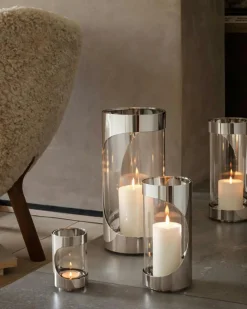 Chrome Contours Tea Light Holder Stainless Steel, 28 cm