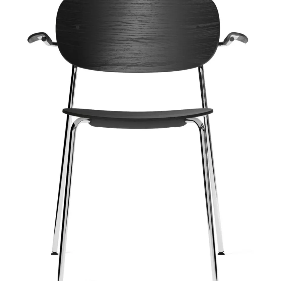 Co Chair Chromed Legs, Seat+ Back+ Arm Black Oak