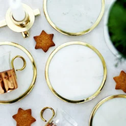 Coaster Marble 4-pack, White / Brass