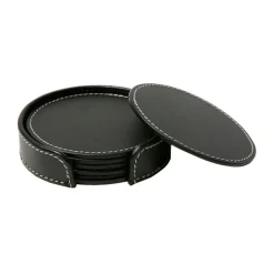 Coasters Round 6 Pcs, Black