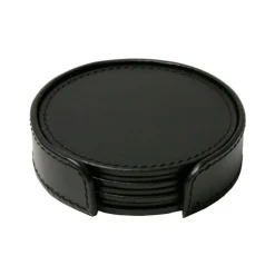 Coasters Round 6 Pcs, Black
