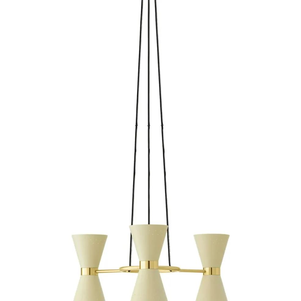 Collector Chandelier 3, Creme/Polished Brass