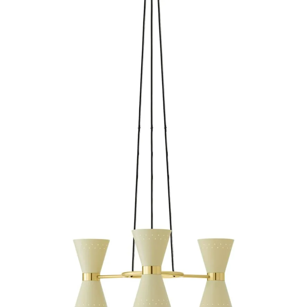 Collector Chandelier 3, Creme/Polished Brass