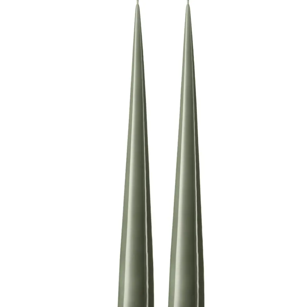 Cone Candles Lacquered 37 cm 2-pack, Eucalytus