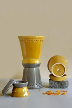 Copenhagen Pot With Saucer 16 cm, Amber Yellow