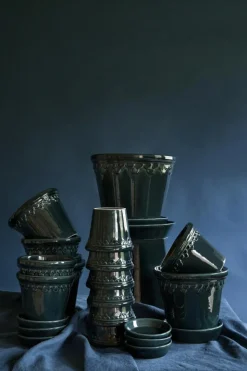 Copenhagen Pot With Saucer 16 cm, Amber Yellow