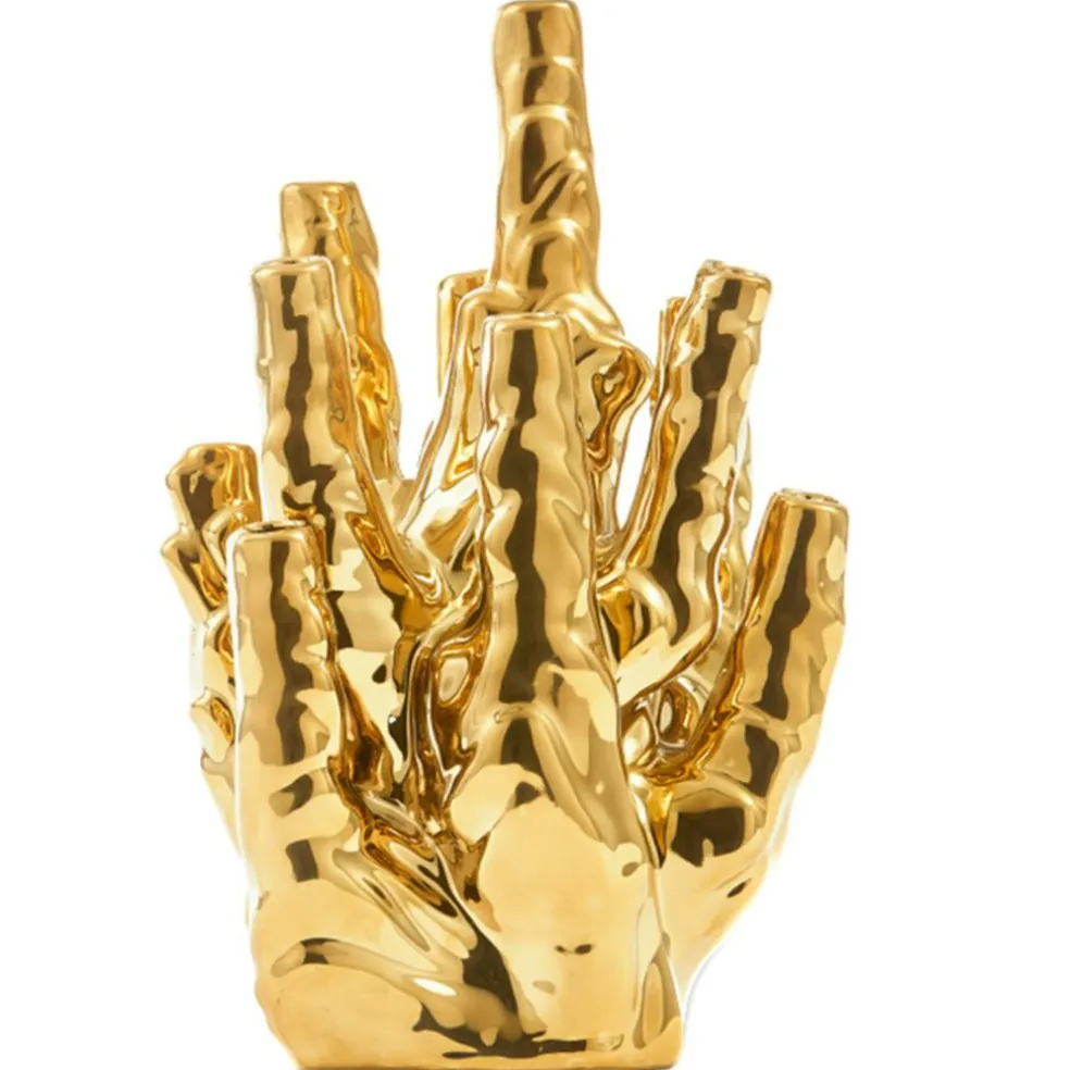 Coral Vase Gold, 10 Tulips