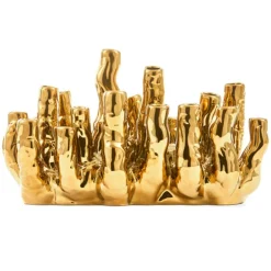 Coral Vase Gold, 10 Tulips