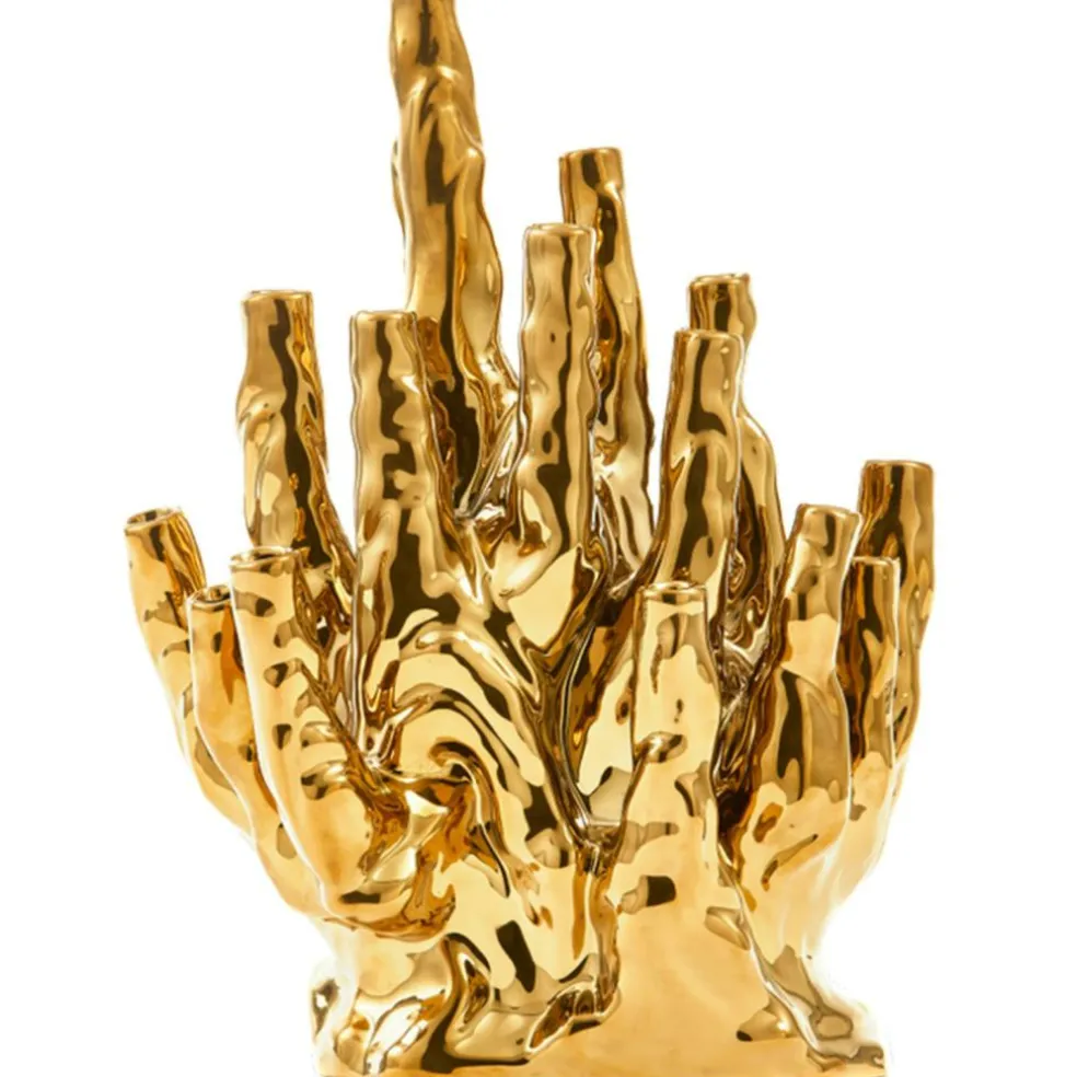 Coral Vase Gold, 10 Tulips