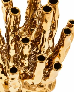 Coral Vase Gold, 10 Tulips