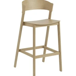 Cover Bar Chair With Backrest 75 cm, Oak / Cognac Leather