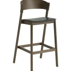 Cover Bar Chair With Backrest 75 cm, Oak / Cognac Leather