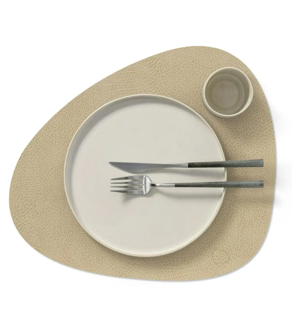 Curve L Placemat Table Mat, 37x44 cm, White/Gray