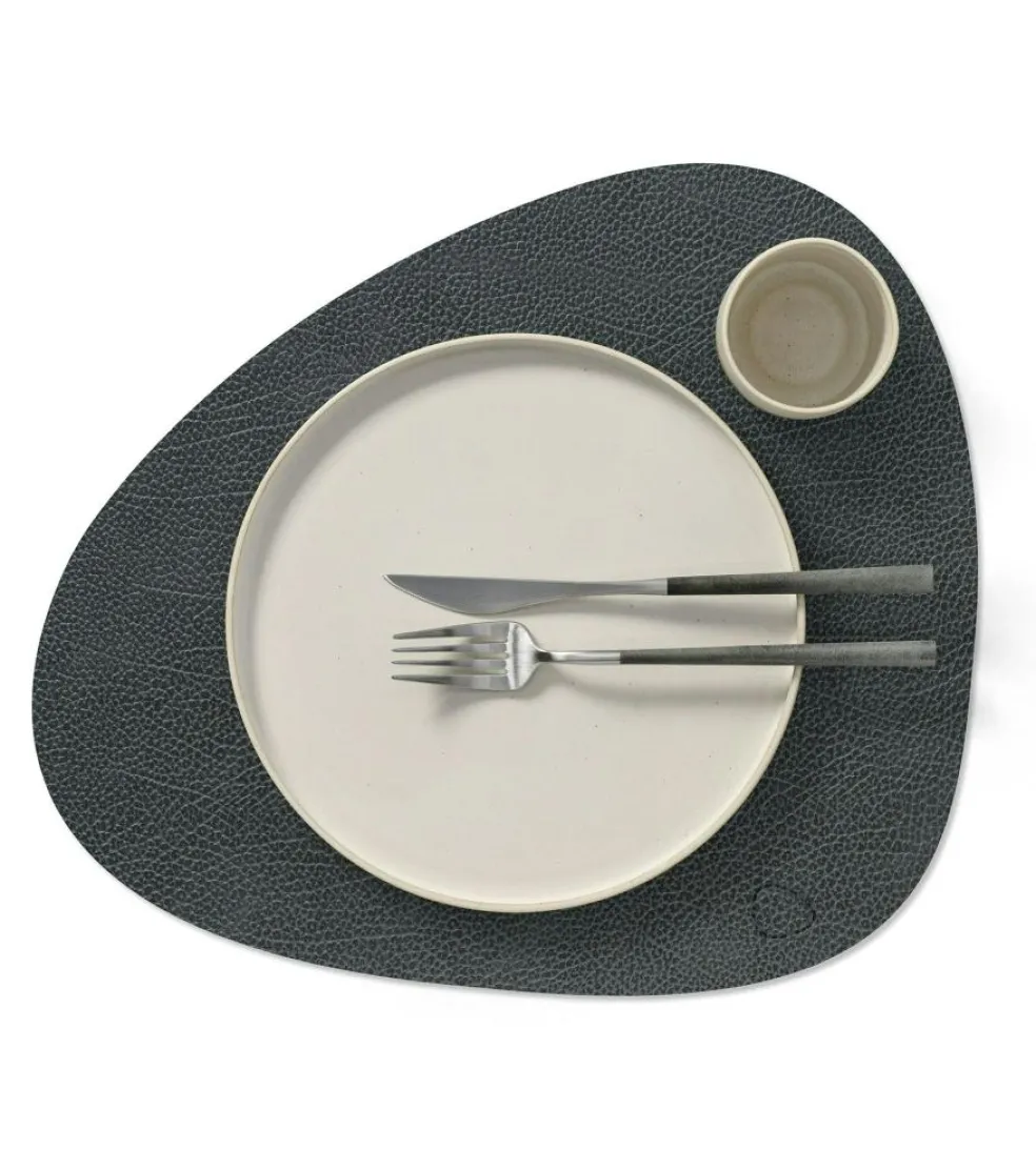 Curve L Placemat Table Mat, 37x44 cm, White/Gray