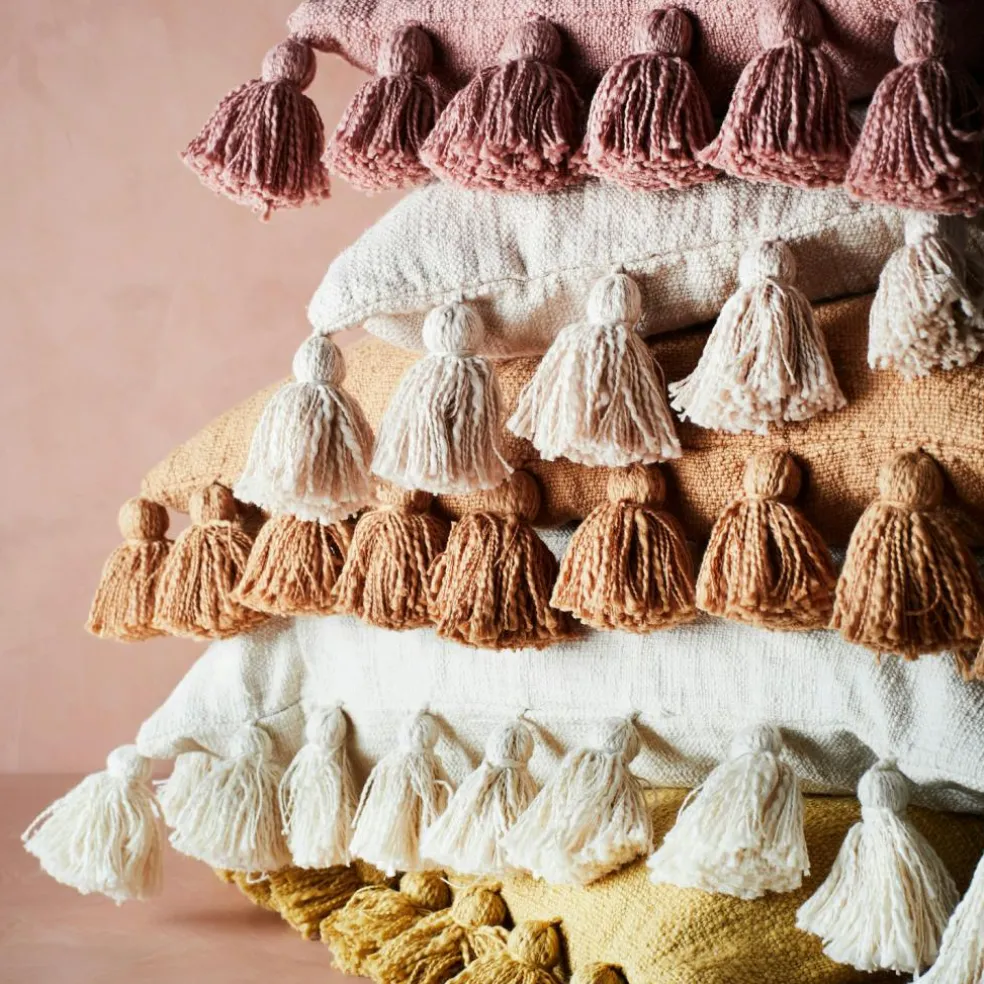 Cushion cover with tassels 60x60 cm, Off-White