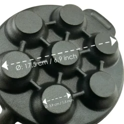 Danish Aebleskiver Frying Pan 22 cm With Handle In Beech