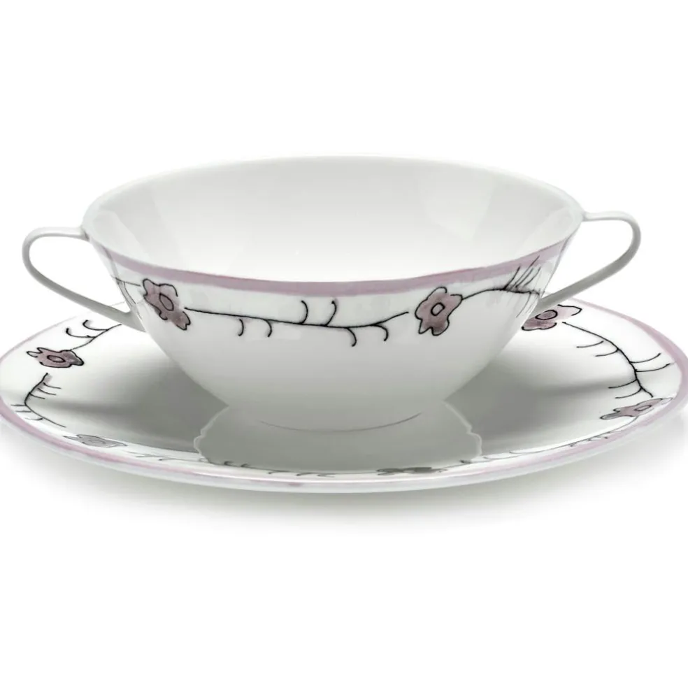 Dark Viola Soup Bowl With Saucer