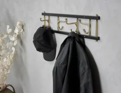 Decorative Hook Rail Maxi 4, White / Brass