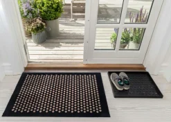 Dot Door Mat, Black / Beige, 90x60 cm