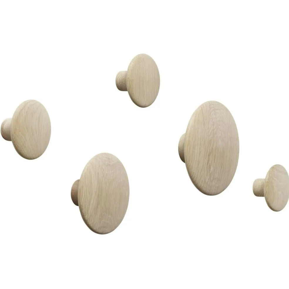 Dots Wood Hooks 5-pack, Oak