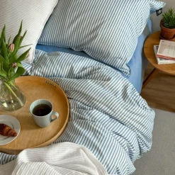 Elias Bed Set 150x210 cm, Light Blue / White