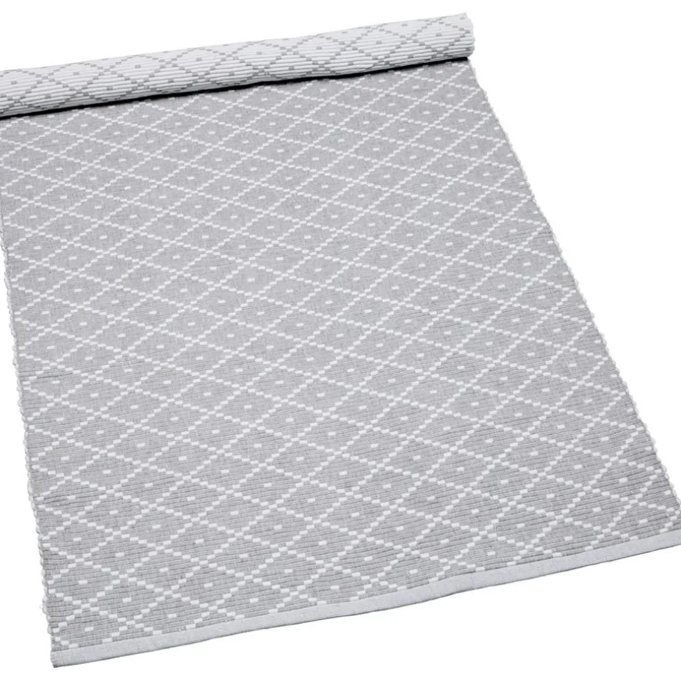 Ella Ribbed Rug Dark Grey / White, 70x160 cm