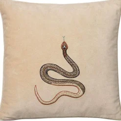 Embroidered Cobra Cushion Cover 50x50 cm, Beige